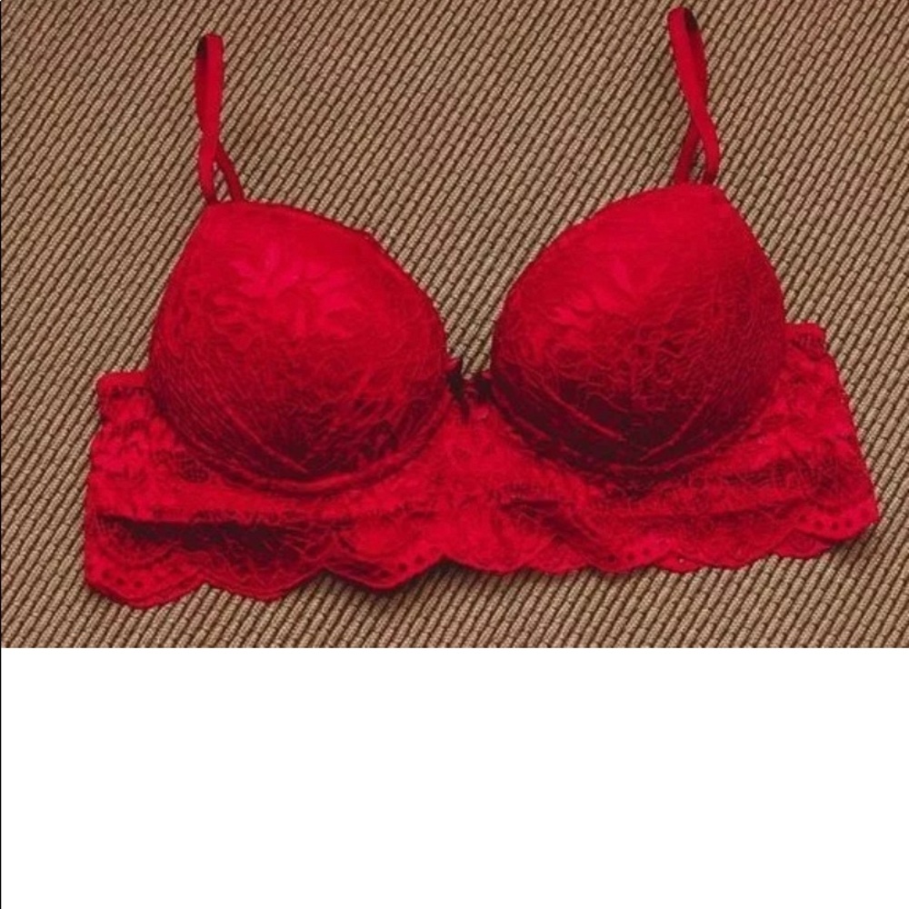 NWT ❤️Brazilian Style Gorgeous Sexy Hot Red Lace Padded  Bra L PERFECT4VALENTINE - Picture 2 of 8